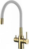 Смеситель для кухни Paulmark Salix, золото, белый шланг, Sa213419-Gw, Paulmark