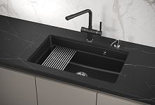 KS-7303U, ШВАРЦ (чёрный металлик), кухонная мойка, кварц