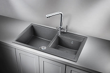 8201, ГРАФИТ (ЧЁРНО-СЕРЫЙ), кухонная мойка, кварц