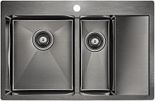 Мойка Paulmark нерж. сталь Paulmark KRONER 78/2SF, PM227851-GML, вороненая сталь, левая, 780х510мм, 