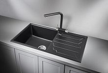8601, ШВАРЦ (чёрный металлик), кухонная мойка, кварц