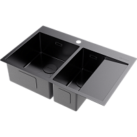 Мойка Omoikiri Akisame 78-2-L-GM нерж. сталь/вороненая сталь