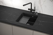 KS-4501U, ШВАРЦ (чёрный металлик), кухонная мойка, кварц