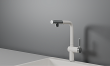 GR-8169, АРКТИК (БЕЛЫЙ), СМЕСИТЕЛЬ КУХОННЫЙ С ВЫДВИЖНЫМ ИЗЛИВОМ