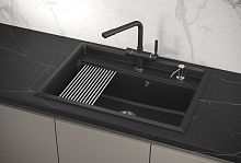 KS-7301, ЧЁРНЫЙ  кухонная мойка, кварц