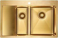 Мойка Paulmark нерж. сталь Paulmark KRONER 78/2SF, PM227851-BGR, брашированное золото, правая, 780х5