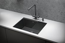 KS-6045U, ГРАФИТ МАТОВЫЙ, стальная кухонная мойка KITCHEN SPACE