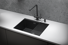 KS-6045U, ЧЕРНЫЙ МАТОВЫЙ, стальная кухонная мойка KITCHEN SPACE