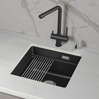 KS-4501iU, ШВАРЦ (чёрный металлик), кухонная мойка, кварц