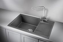 7805, ГРАФИТ (ЧЁРНО-СЕРЫЙ), кухонная мойка, кварц