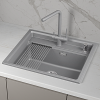 KS-6003i, АЛЮМИНИУМ, кухонная мойка, кварц