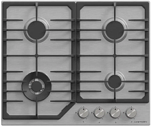 Газовая варочная панель HiSTORY HGE 643C FIX, Серебристая INOX