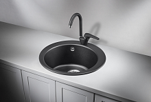 4801, ШВАРЦ (чёрный металлик), кухонная мойка, кварц