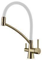 Смеситель для кухни Paulmark SIEGEN, бронза, белый шланг, Si213111-BRw, Paulmark