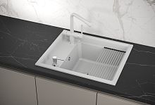 KS-6004, АРКТИК (БЕЛЫЙ), кухонная мойка, кварц