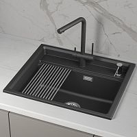 KS-6003i, ЧЁРНЫЙ, кухонная мойка, кварц