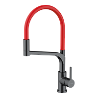 Смеситель Omoikiri Sinto 2 Plus-GM-R латунь/вороненая сталь/красный