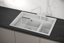 KS-7302, АРКТИК (БЕЛЫЙ), кухонная мойка, кварц